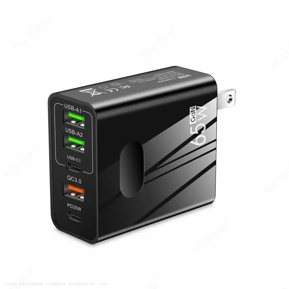 Лидер продаж новое зарядное устройство PD65W для быстрой зарядки мобильного телефона 5V5A Европейский и американский стандарт PD + 3USB многопортовый адаптер зарядная головка