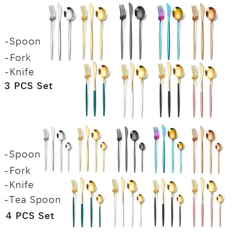 Manufacturer Golden Flatware Stainless Steel Spoon Knife and Fork Restaurant Silverware Gold Cutlery Set for Wedding