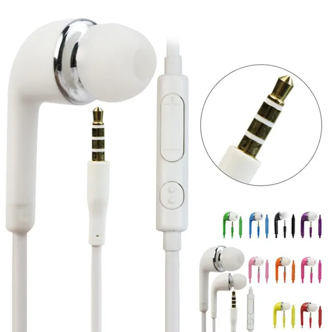 Colorful Flat J5 Wired Earphone In-Ear Handsfree Headset Mic+Volume Control Headphone for Samsung