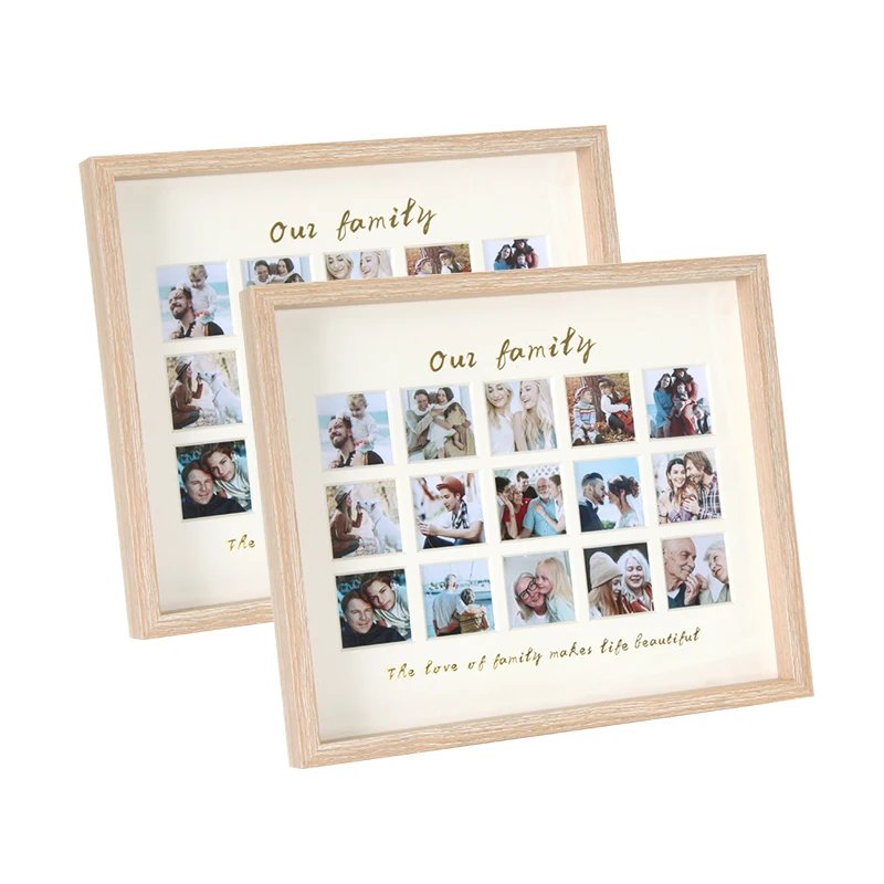 Jinnhome Wooden Picture Frame Selfie Gallery Collage Wall Hanging Or Table Standing Frame For 15 Photo slots