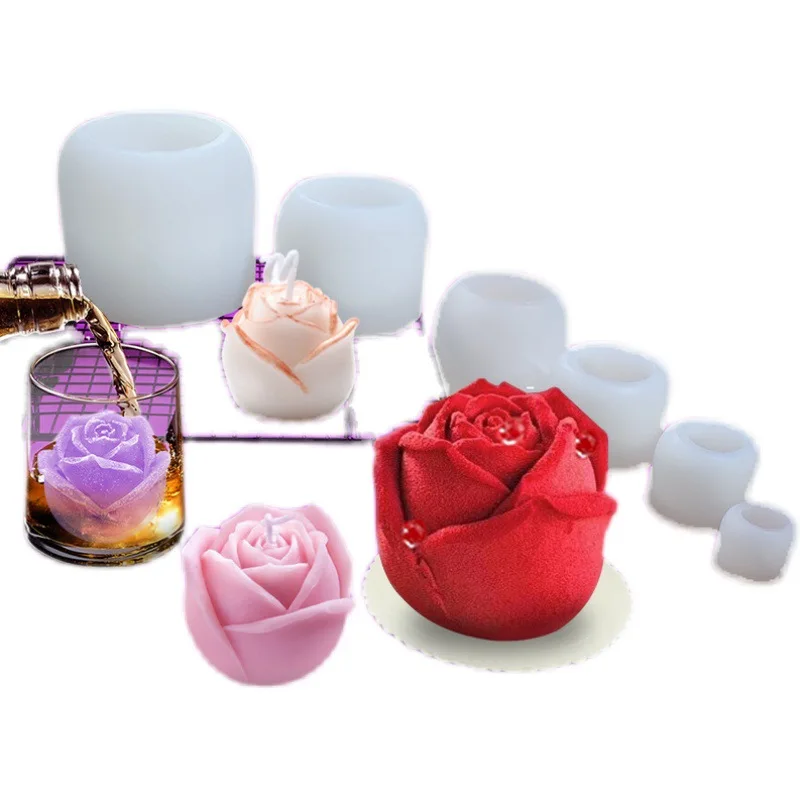 DIY 3D Silicone Resin Love Heart Rose Flower Cake Mold Handmade Candle Soap Mousse Ice Cream Mold