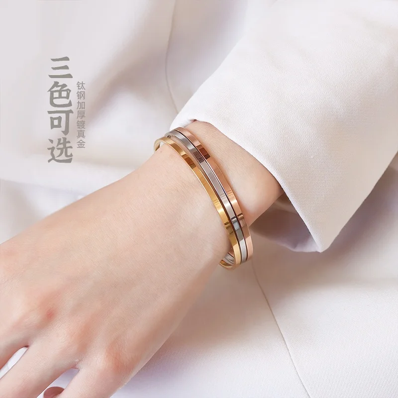 Wholesale Price Thin Tri Color Bracelet Bangle Stainless Gold-Plated Bangles