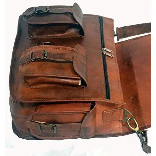 Brown Vintage Leather Briefcase Bag Vintage Shoulder Computer Handbag Messenger Bag Genuine Leather Briefcase Brown Customizable