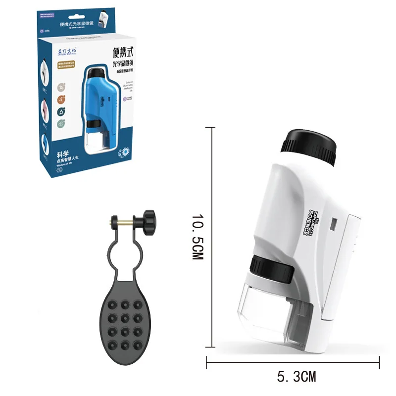 factory 60-120x Mini Pocket Handheld Microscope with LED Light Outdoor Children Stem Educational toy Kids Science Microscope