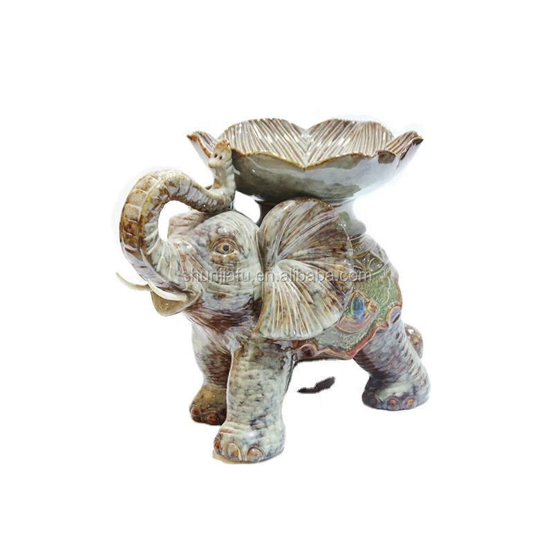 OEM Hot Sale Elephant Statues Figurine Shape Candy Ceramic Fruit Plate