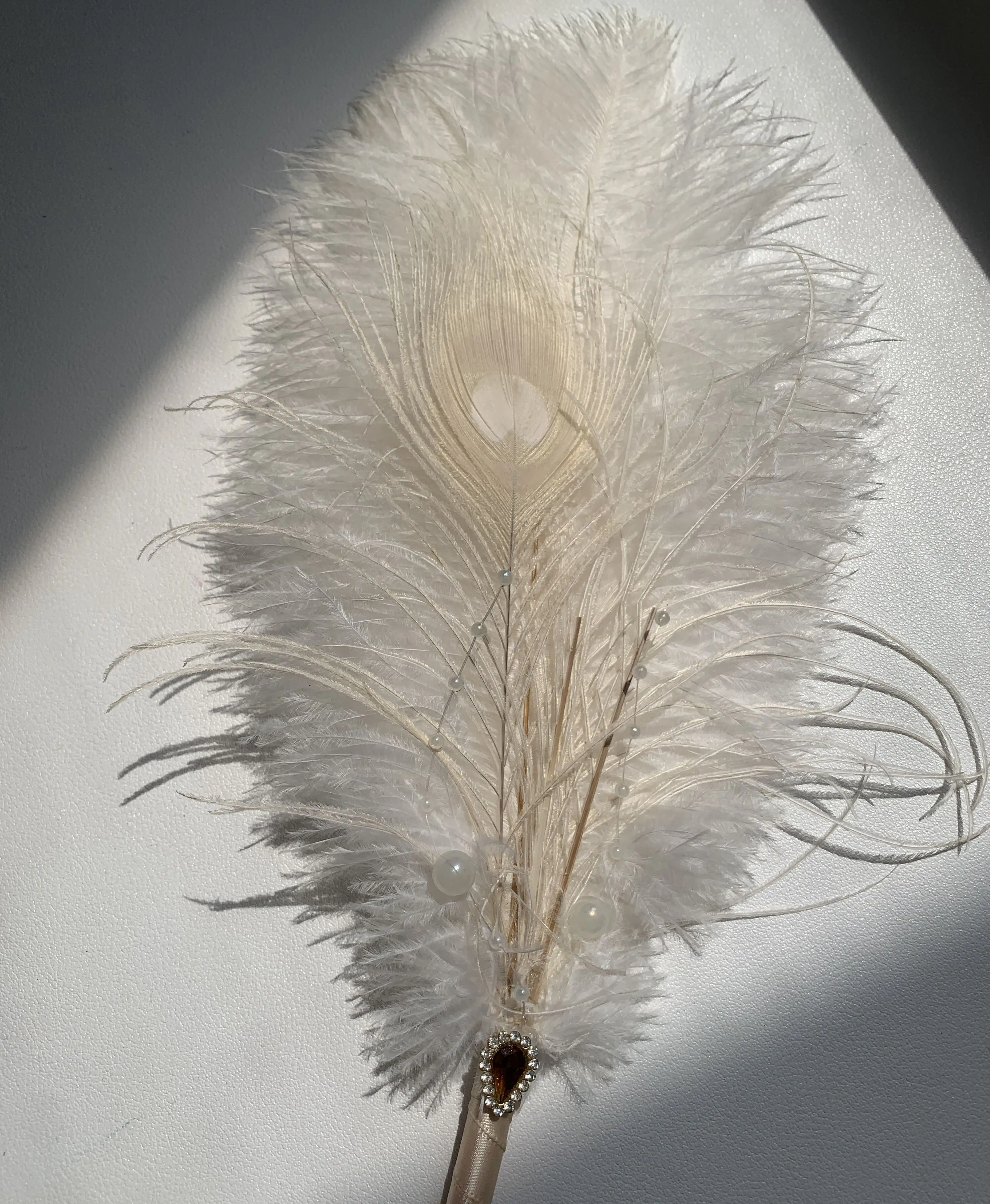 Well selected decorated High quality Retro Vintage wedding  ballpoint pen decorative real natural ostrich feather pen quill pens