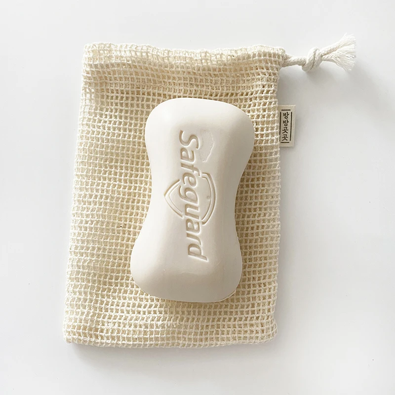 Eco Friendly 4x6inch Natural Cotton Soap Saver Mesh Pouch Net Soap Bags For Bath and Shower