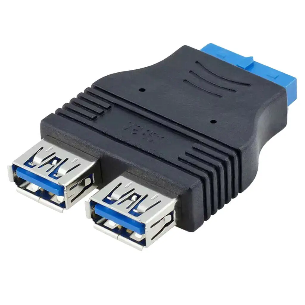 Front panel mount adapter Short Low Profile Dual Port USB3.0 A Female Panel Mount To 20 Pin Header Motherboard adapter
