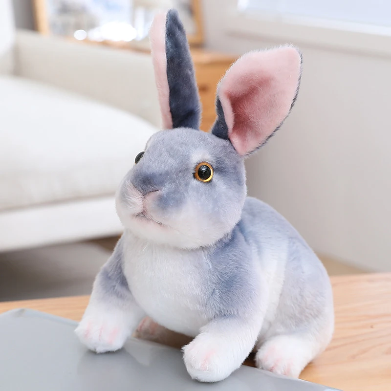 custom new plush easter rabbit plush stuffed animal soft cartoon toy bunny stuffed white gray simulation rabbit toy
