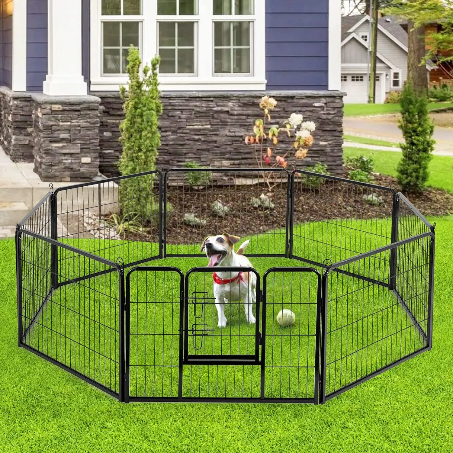 Outdoor Large Dog Kennel 5*6*10ft Galvanized Heavy Duty Dogs House with Water-Resistant Cover