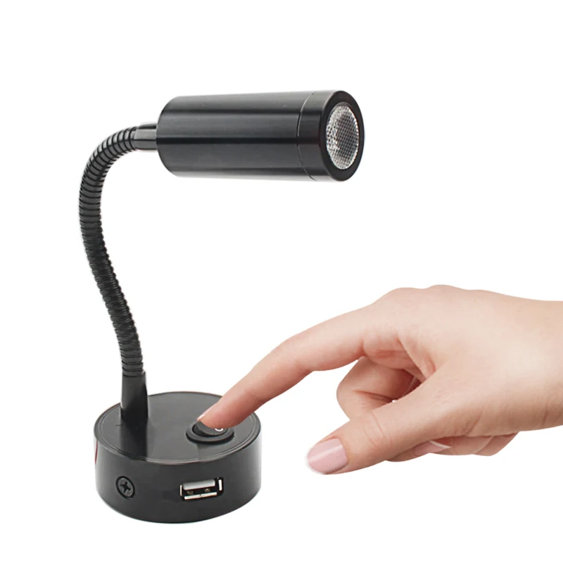 COB 2 Вт 12 В RV лодка Светодиодная лампа для чтения с сенсорным управлением и USB зарядным портом настенный светильник кровати