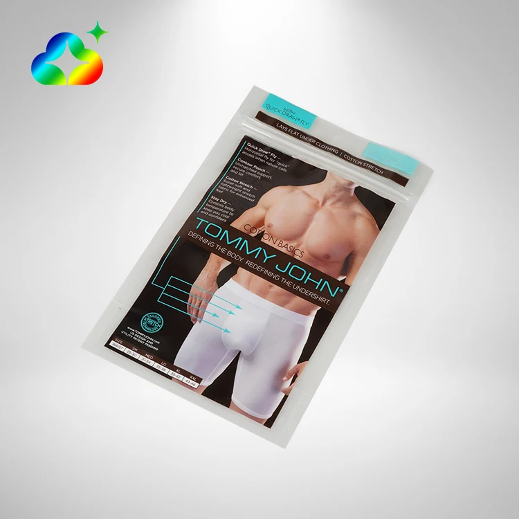 Wholesale Custom Brand Logo Printed Bopp Plastic Ziplock Bags Resealable Security Underwear Packaging for Shoes and Clothing