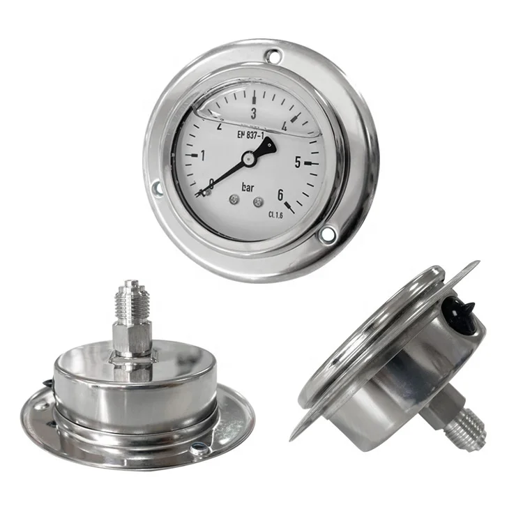 SPR 50mm/63mm Oil Filled Waterproof  4 inch pressure gauge kit with the front flange