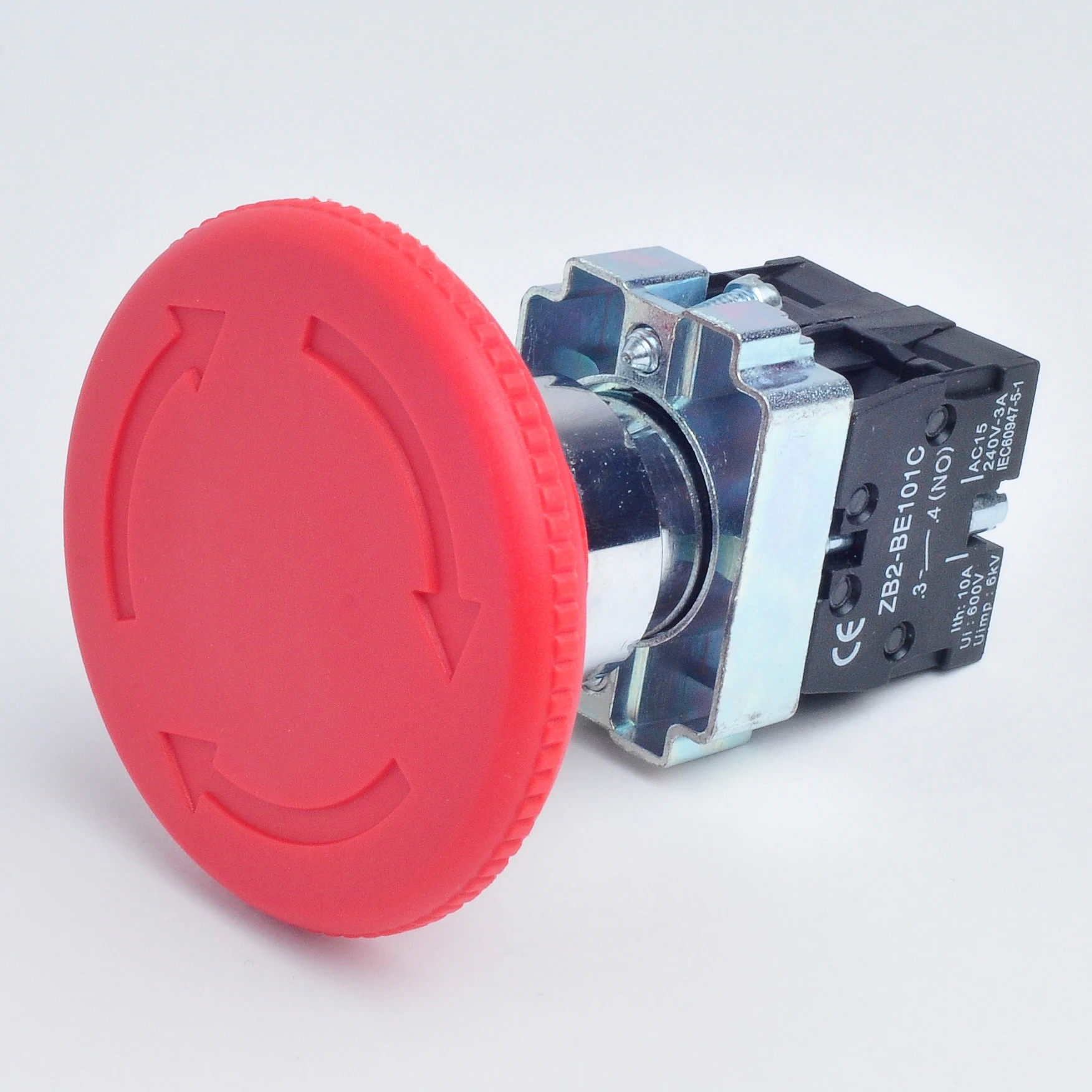 XB2-BS542 30mm 40mm 60mm emergency stop mushroom big  plastic metal push button switch self-locking 1NC