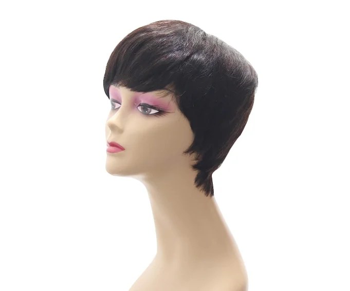 Wigs for Women Human Hair, Short Human Hair Wigs Pixie Cut Wig with Bangs Full Machine Made Gluless Natural Wavy Short Hairstyle