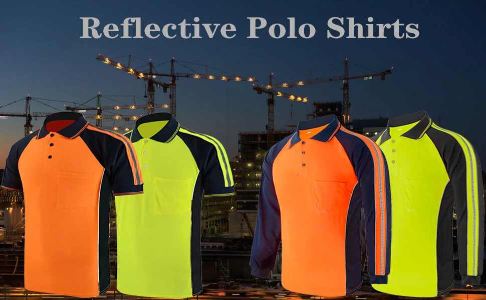Custom Safety Construction Shirt High Visibility Long Sleeve Tshirt Reflective Work Polo T Shirts For Men Hi Vis Wear