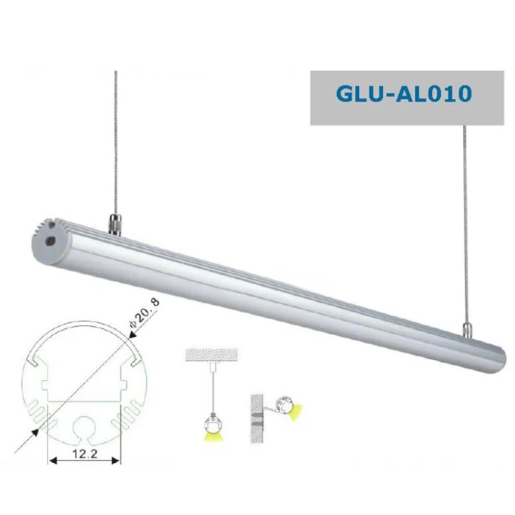 
Anodized T5 Alu Round Led Pendant Light Round Aluminum Led Profile 