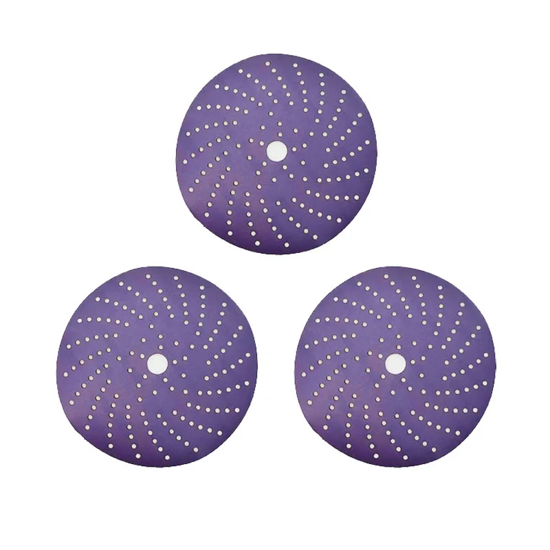 Factory direct multi hole purple sandpaper sheet 6 inch self-adhesive flocking sandpaper abrasive sandpaper for wood