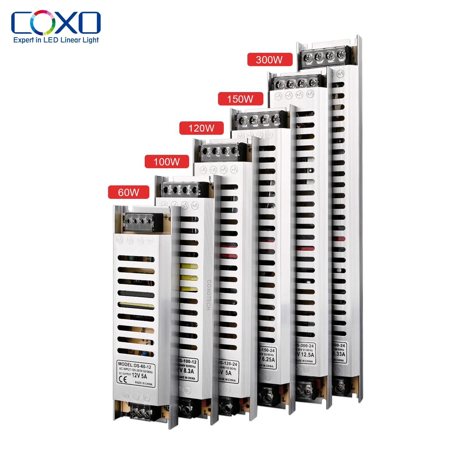 150 watt transformer for led lights display slim 60w 100w 120w 300w 240w 24v 12v full color led power supply
