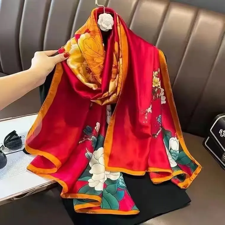 Wholesale Twill Silk Neck Scarf Women Hijab High Quality Printed Scarves Shawls Fashion Foulard Handkerchief Square Scarf