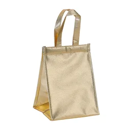 Wholesale Promotional Custom Imprint Eco Friendly Portable PP Non Woven Ice Cooler Bag Insulated Gold Waterproof