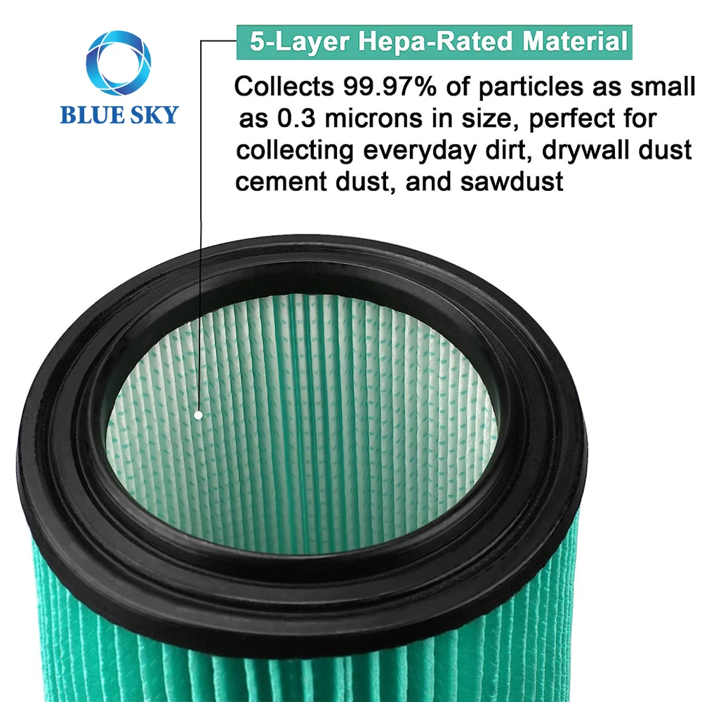 Premium Quality 97457 VF6000 5-Layer Pleated Filter Accessories for Ridgid 5-20 Gallon Wet Dry Shop Vac WD5500 Vacuum Cleaner