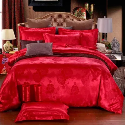 
Luxury satin bedding set Duvet Cover Set 4 pieces Jacquard Bedding Set Sheets 