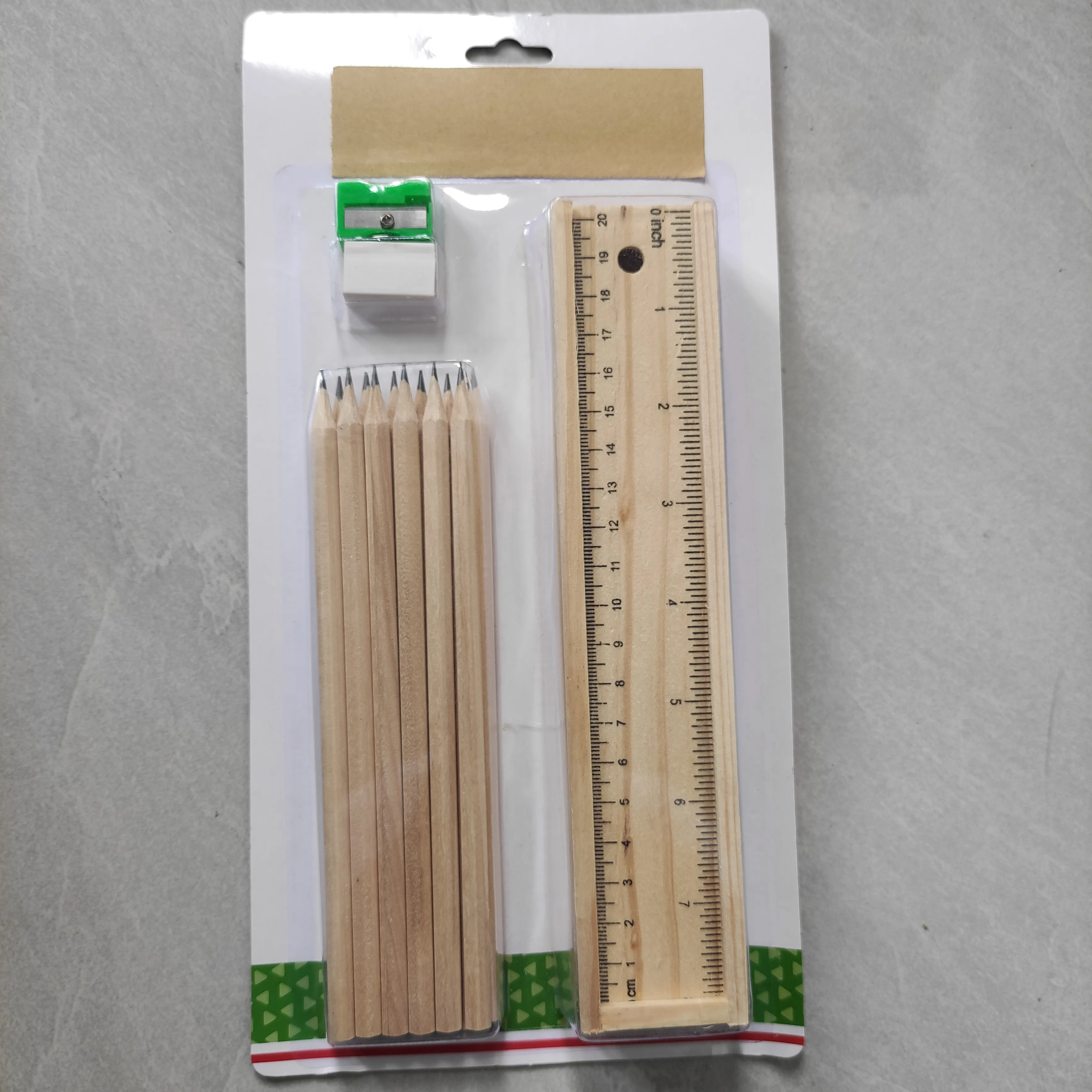 
eraser sharpener and ruler in wooden box nature color pencil set stationery set 