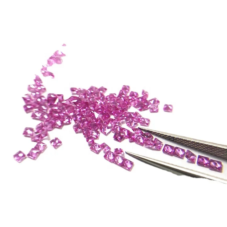 Loose 3# niel gems stone price of synthetic red corundum pink sapphire princes sapphires square cut ruby