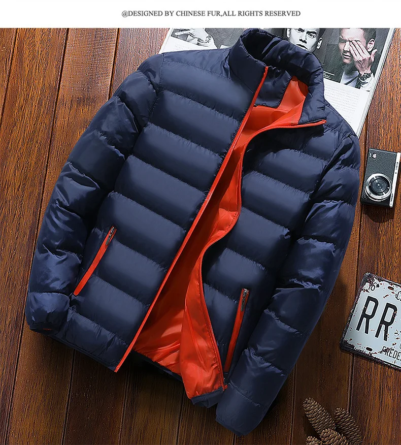 New Arrival Solid Color Warm Thick Casual Outwear Coat Winter Jacket Men