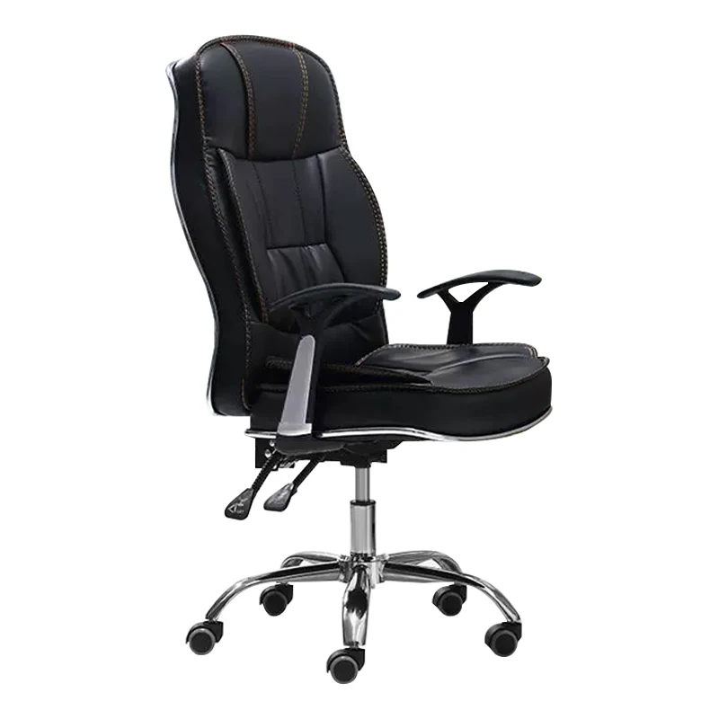 High Quality Comfort Office Chairs Black Swivel with Fixed Armrest Universal Wheels High Back Leather Mesh Material Staff Office