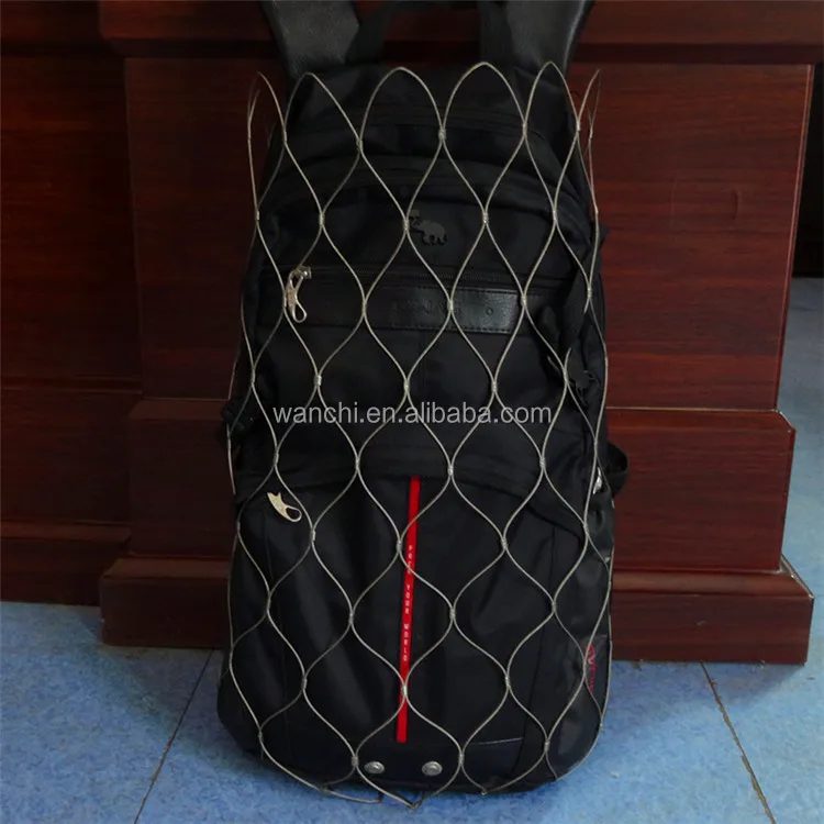Flexible Stainless Steel Rope Mesh bag Anti-theft Backpack Protector Safe Lock Net for Bag