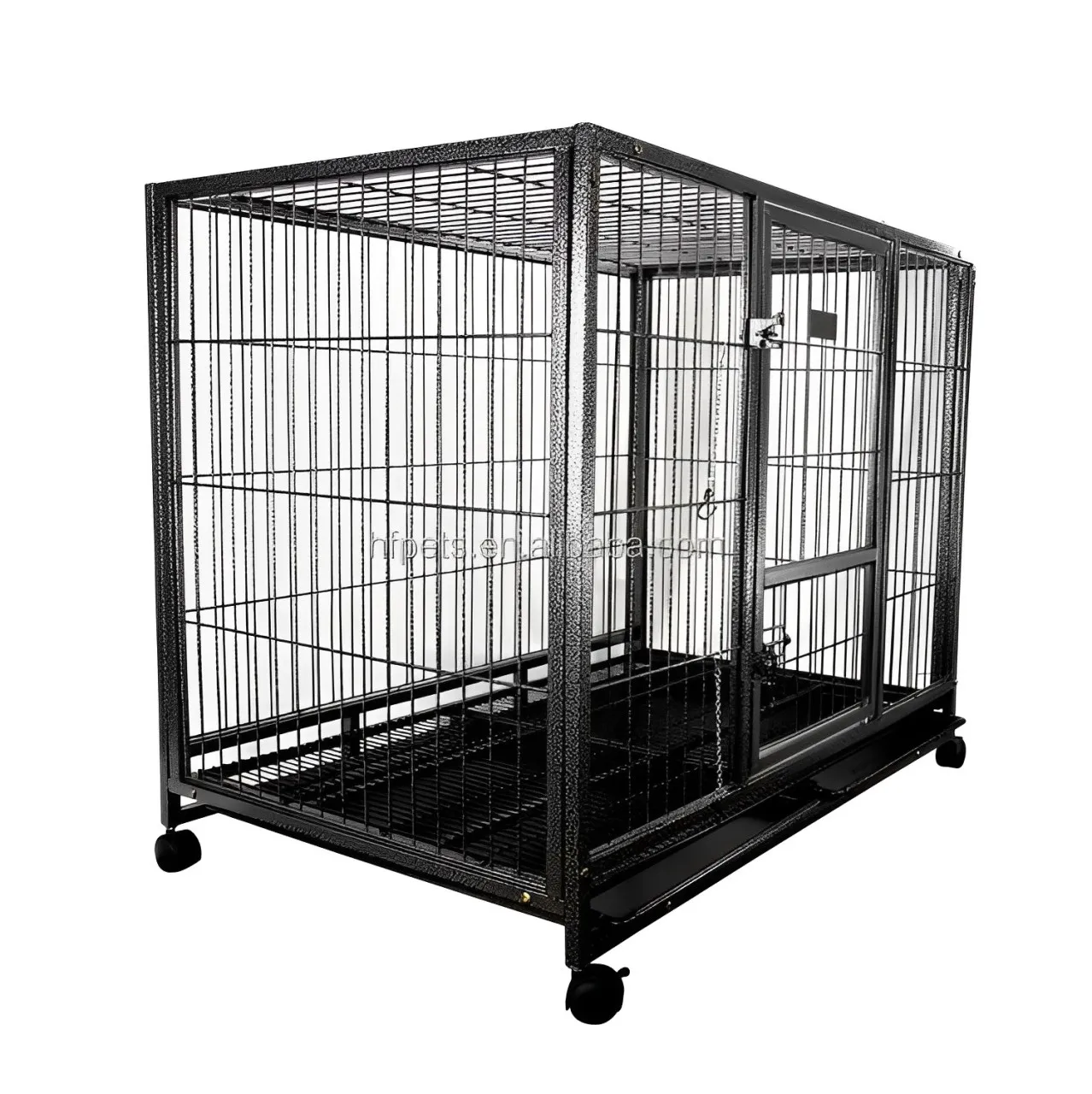 Heavy Duty Metal Dog Crate With Wheels Pet Cages Houses Collapsible Dog Kennel Cage