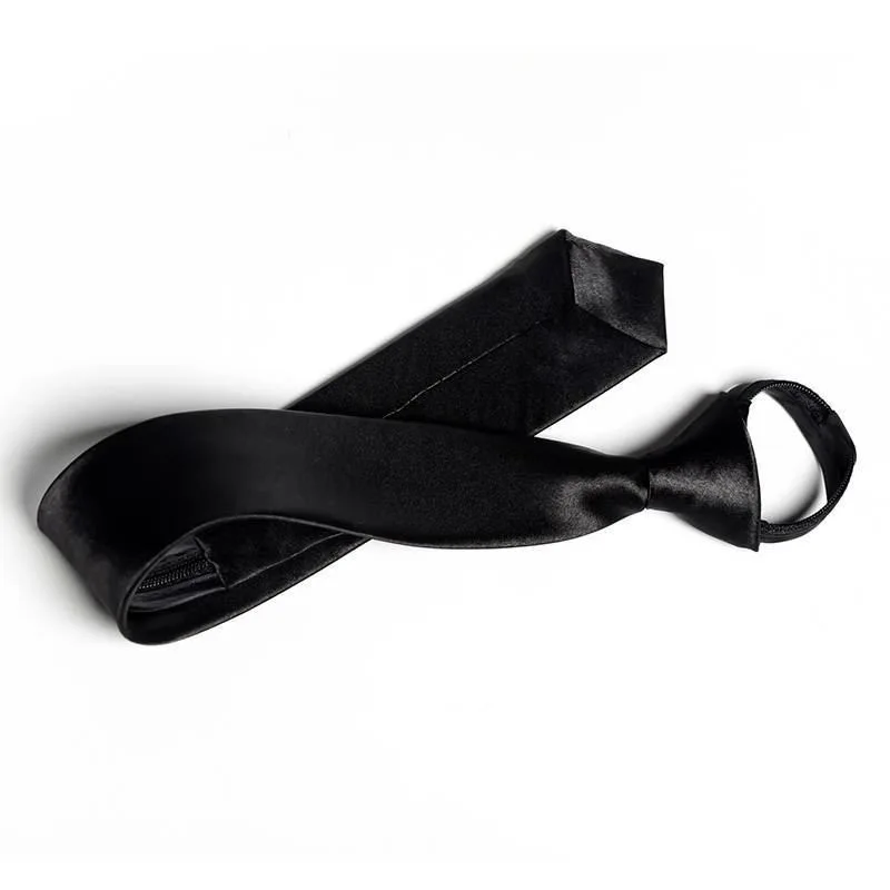 Wholesale Cheap Necktie for Office Graduation School Uniforms Men Solid Color Zipper Tie Pre-tied Adjustable Zipper Neck Ties
