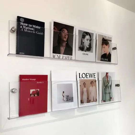 Acrylic Wall Mounted Display Storage Rack Acrylic Wall Book Shelf