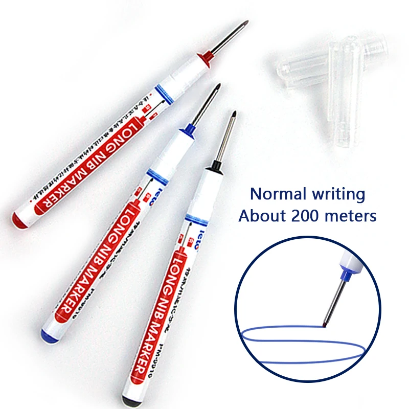 Deep hole 20mm long head marker pen for woodworking tiling hardware waterproof quick drying oil based pen for wholesale