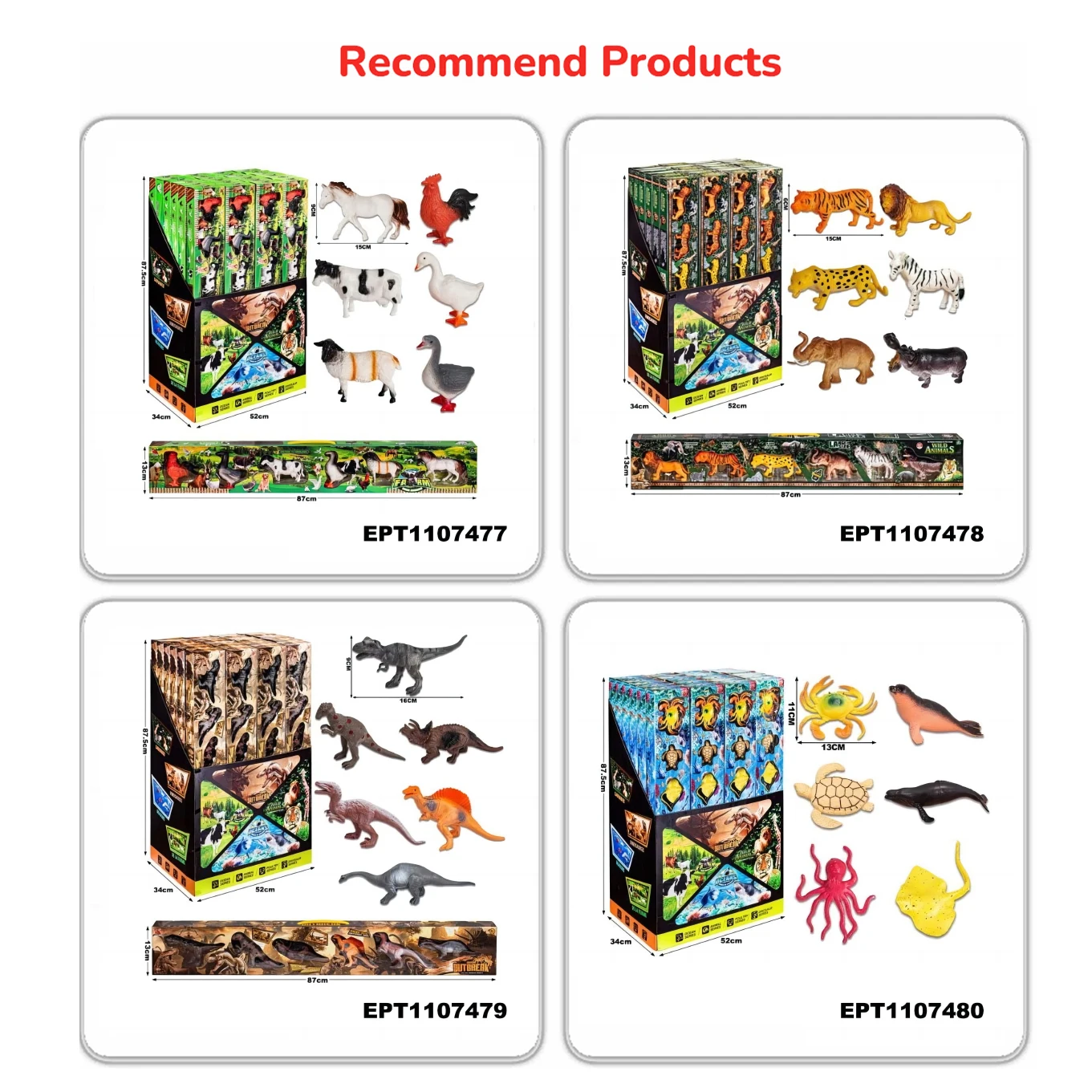 EPT Dollar Toys 24Pcs Learning Farm Animal Figurines Model Simulation Mini Jungle Dinosaur Wildlife Marine World Toy For Kid