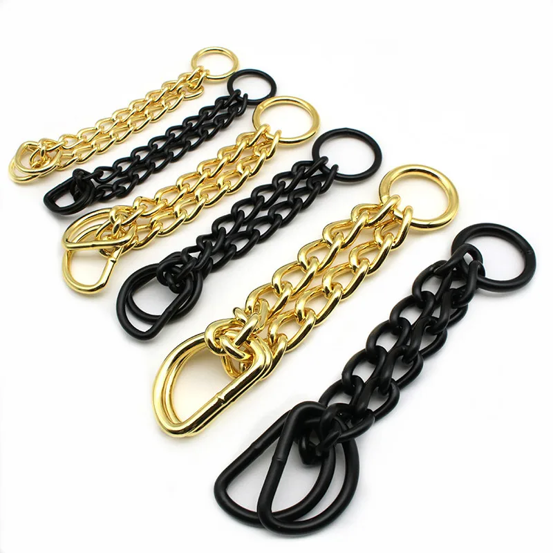 Wholesale Strong Heavy D Ring Martingale Choke Chain Dog Collar - Matte Black Plated