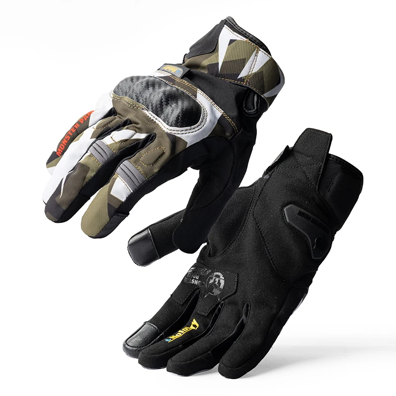 Зимние Мотоциклетные Перчатки MONSTER PARK, водонепроницаемые мотоциклетные перчатки для езды по бездорожью, ветрозащитные теплые велосипедные перчатки для сенсорных экранов