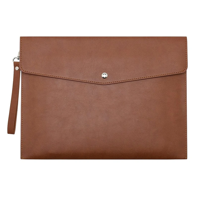 Unisex Portable A4 PU Leather Document File Folder Portfolio with Magnetic Closure Custom Logo Soft Bag Travel Documents Holder