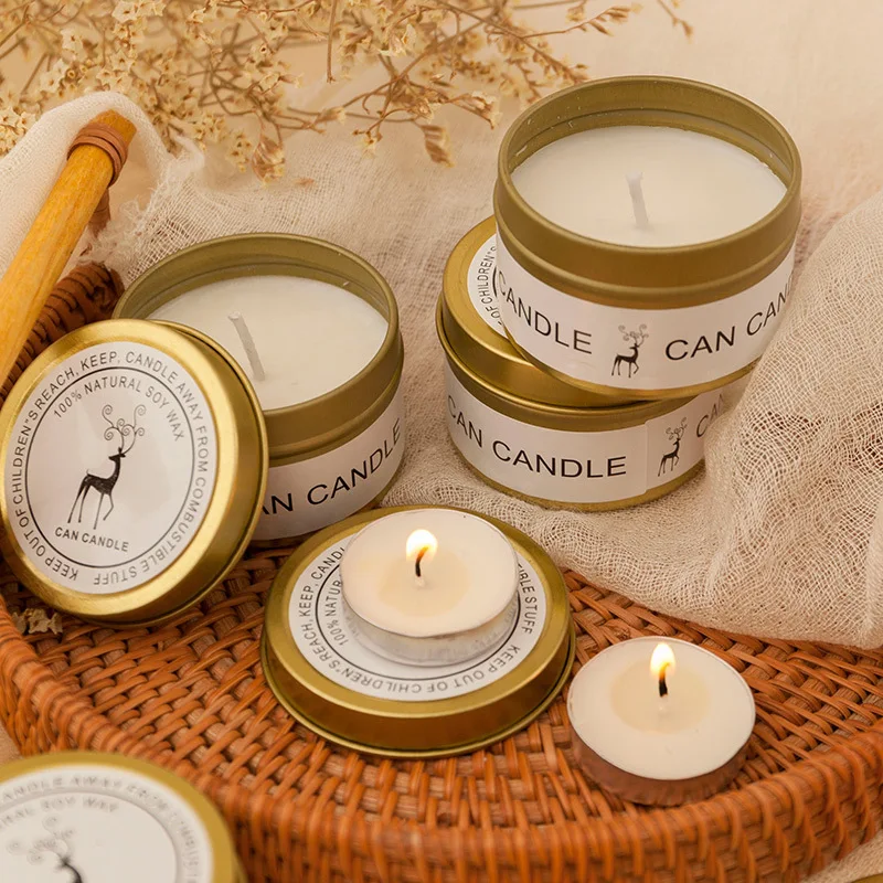 UO Wholesale Round Metal Tins Scented Candle With Lid Rose Lavender Freesia Gold Candle Tin for Wedding Favor Votive Candle