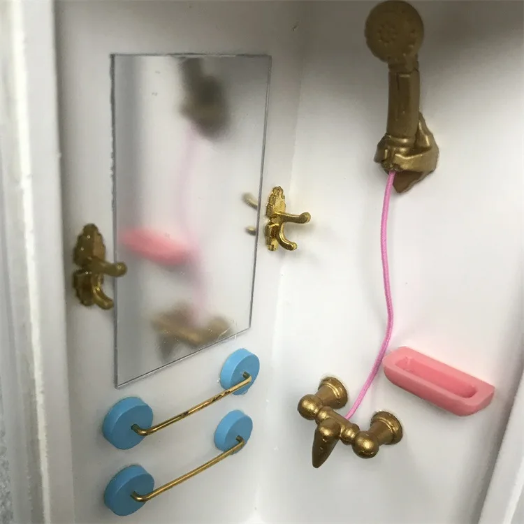 Doll-house Miniature 1 12 Scale White Bathroom Shower Room Furniture Simulation