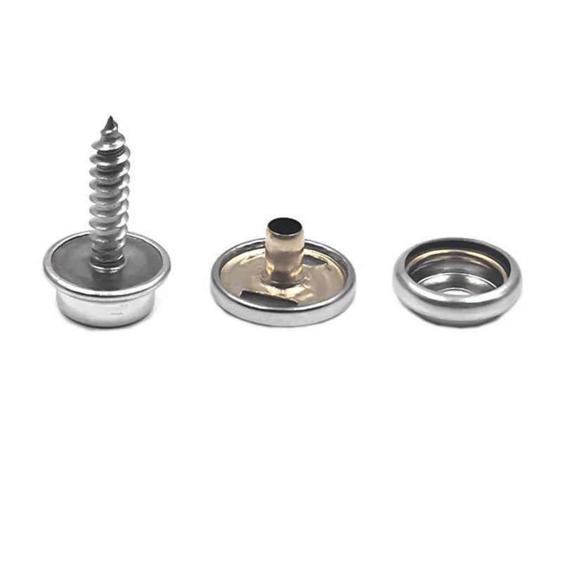 201#15 mm Snap-Fastener Buckle Nickel-Free Lead-free Metal Decorative Screw Ring Snap Stud Fasteners Leather Rivets