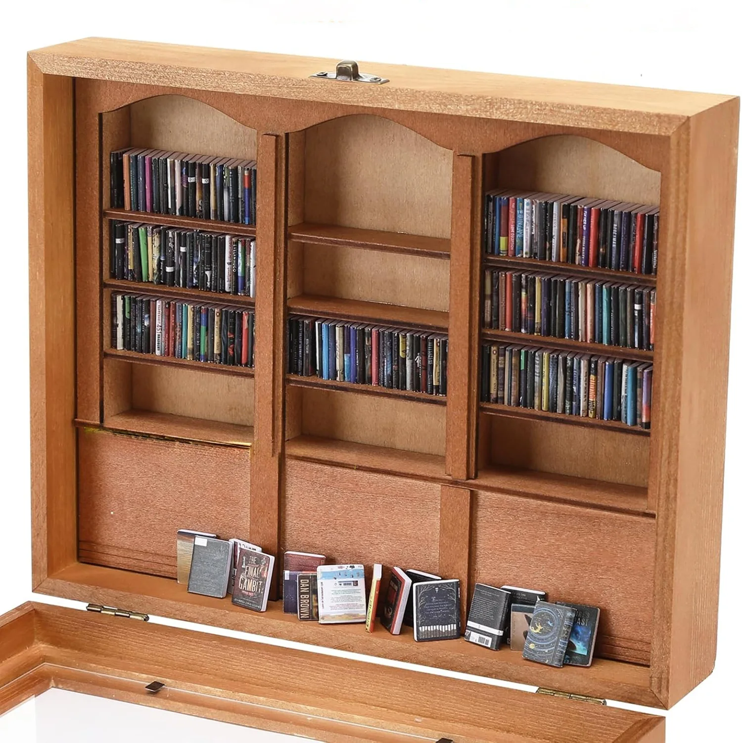 Cross-border new mini bookshelf, wooden grid, miniature shake book storage box, creative anti-anxiety and anti-stress toy