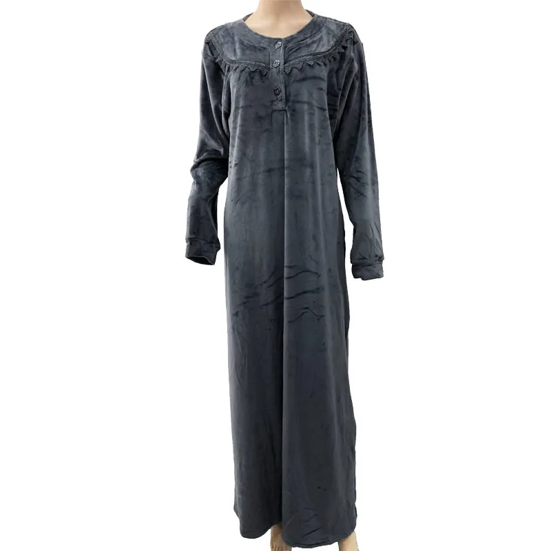 Islam Clothing Women Robe Gown High Quality Custom Thick Winter Long Sleeve Velvet Muslim Home Wear Dress
