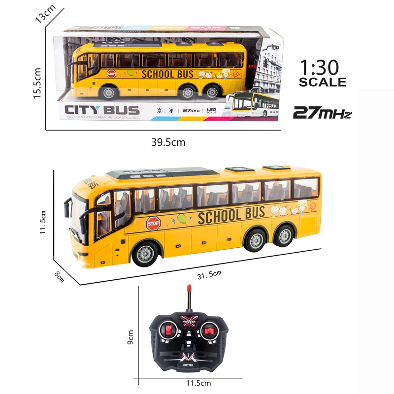 Autos Control Remoto 1:30 Scale 4CH Remote Control School Bus with Light RC Toy School Car Hot Gift for Boy Toys
