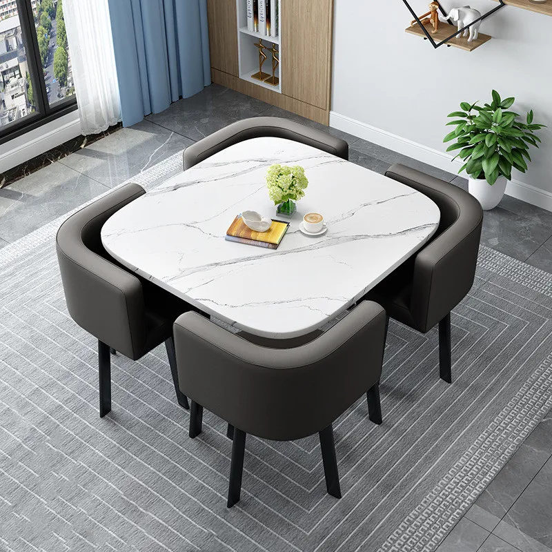 Modern Luxury Wood Kitchen Restaurant Tables And Chair Sets Room Furniture Small Round Marble Wooden Dining Table Set 4 Chairs