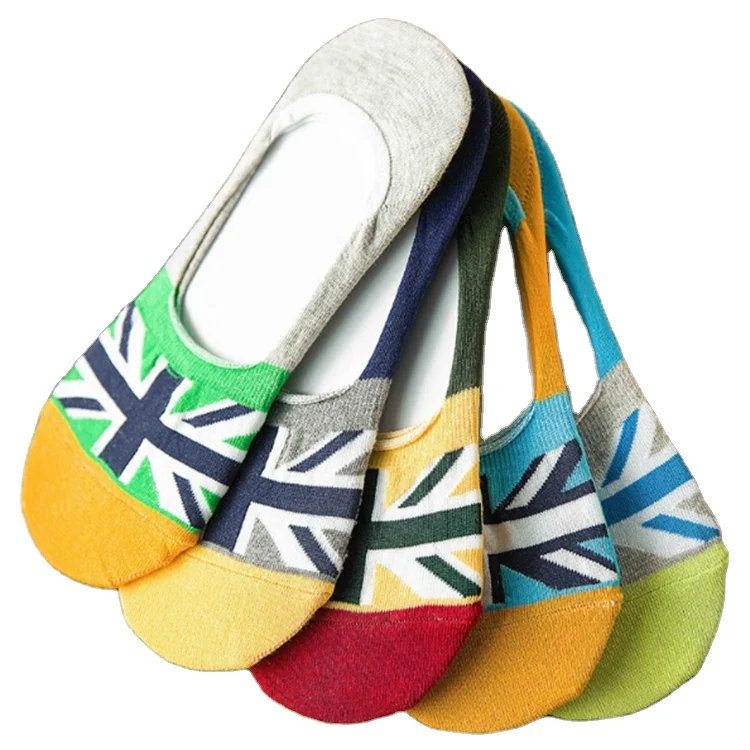 Sweat-absorbent Low-cut Anti-slip Invisible Men Cotton Boat Summer Socks With Silica