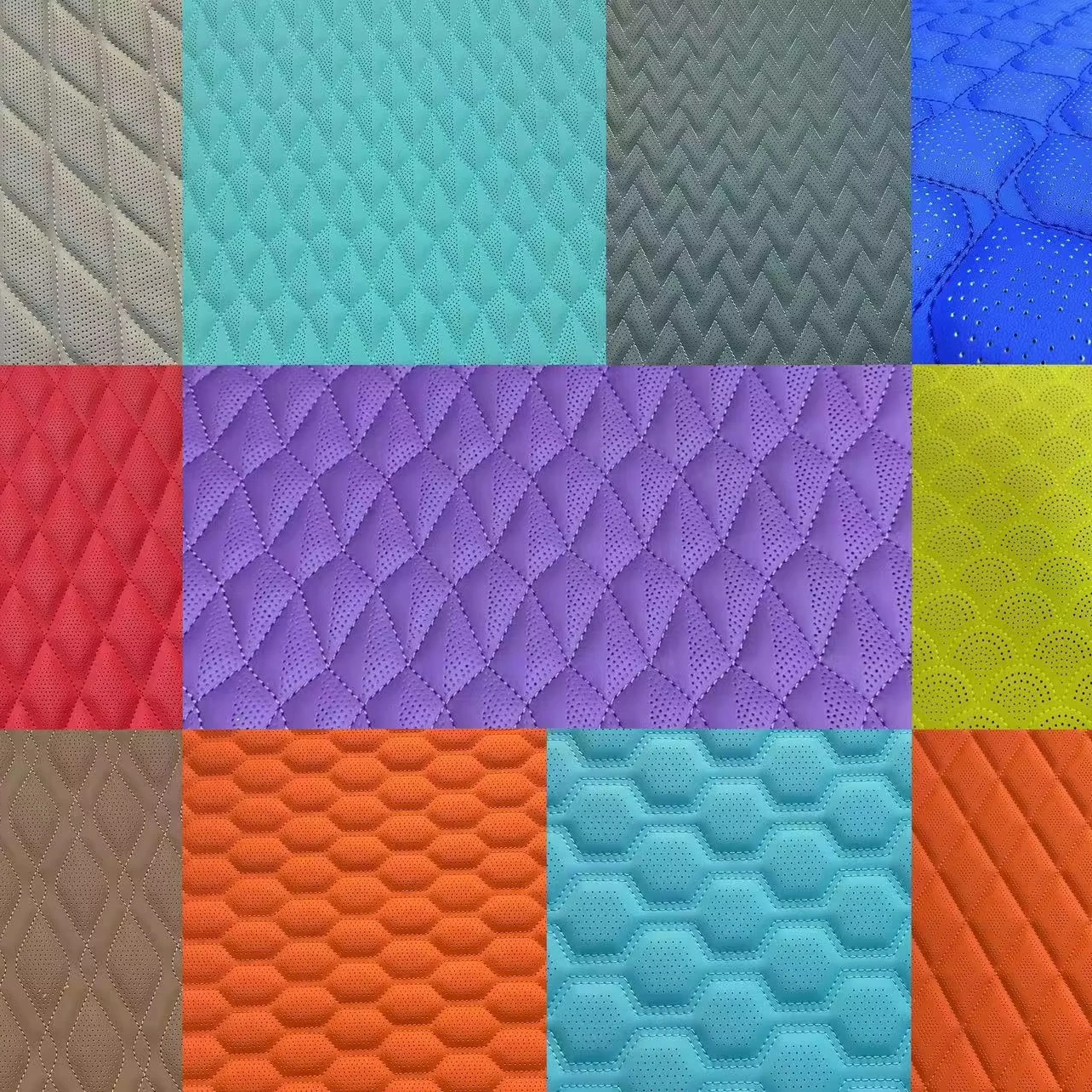 Waterproof Jacquard Quilted PU Fabric for Car Seat Mat Embossed Pattern Elastic Anti-Mildew Features for Sofa Bag Shoes Garments