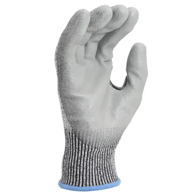 ENTE SAFETY Anti Cut Level 5 Glass Fiber HPPE Knit PU Coated Cut Resistant Protective Gloves for Glass Handling